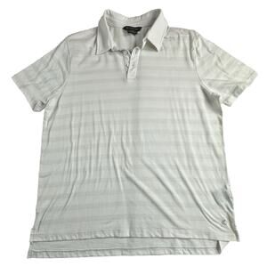 Kyodan Golf Polo Shirt Men's White Poly Blend Knit Striped Short Sleeve Medium